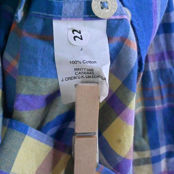 J.CREW Small Blue‎ Yellow Purple Lightweight Slim Fit Button Front Men Shirt - Picture 3 of 7